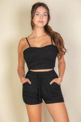 Bustier Cami Top & Slant Pocket Wide Shorts | Mixtshop LLC