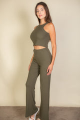 Ribbed Cropped Top And Bootcut Pants Sets | Mixtshop LLC