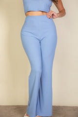 Ribbed Cropped Top And Bootcut Pants Sets | Mixtshop LLC