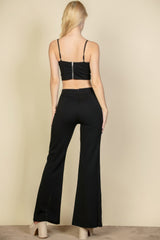Bustier Crop Top & Front Slit Wide Leg Pants | Mixtshop LLC