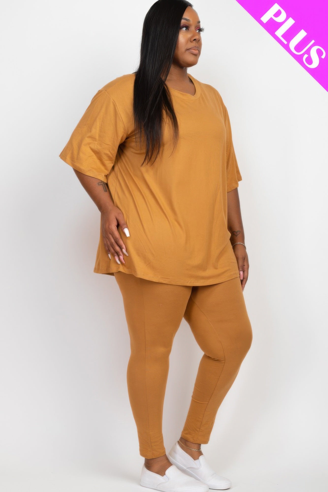 Plus Size Oversized T-shirt & Leggings Set | Mixtshop LLC