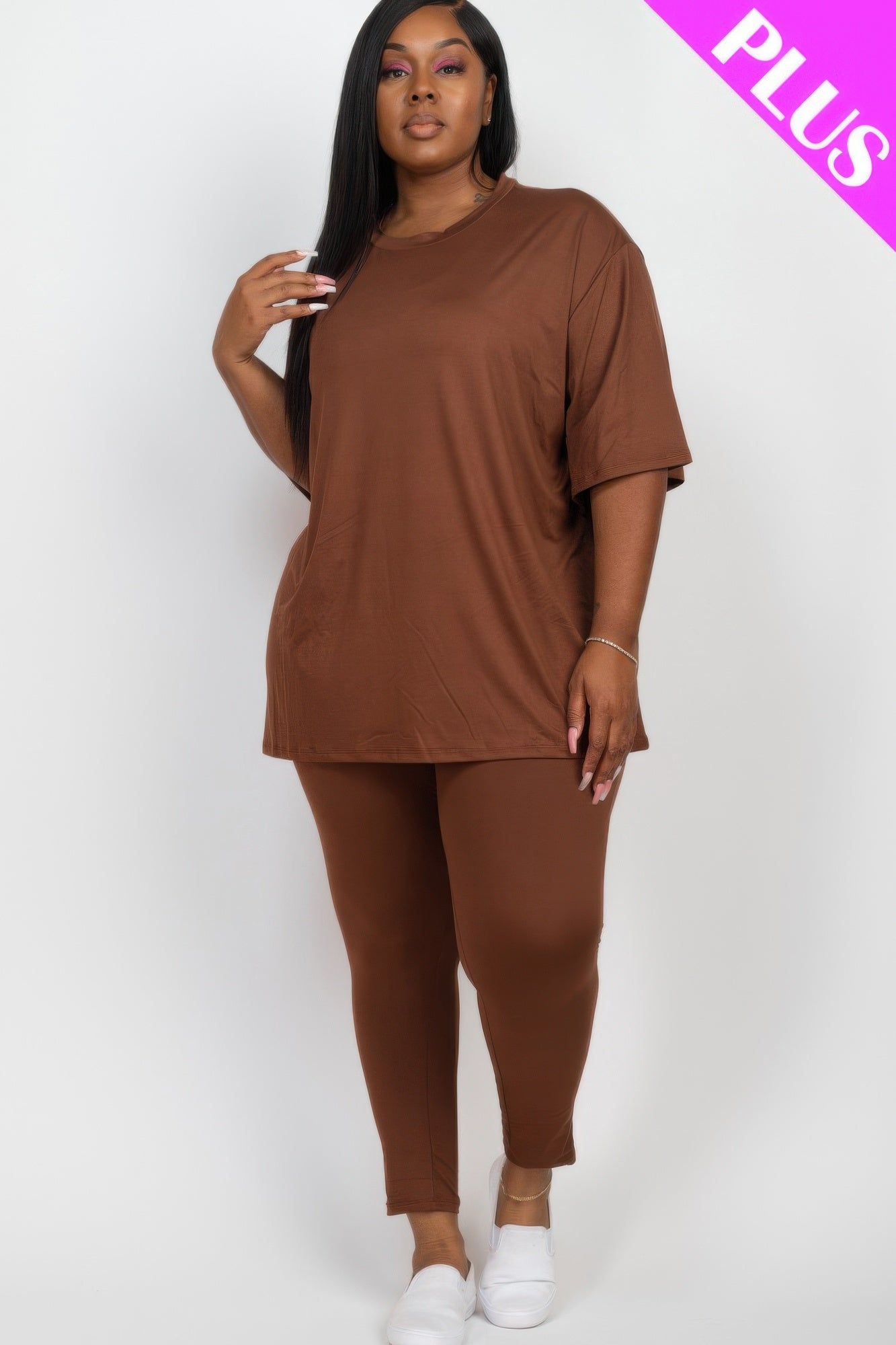Plus Size Oversized T-shirt & Leggings Set | Mixtshop LLC