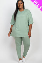 Plus Size Oversized T-shirt & Leggings Set | Mixtshop LLC