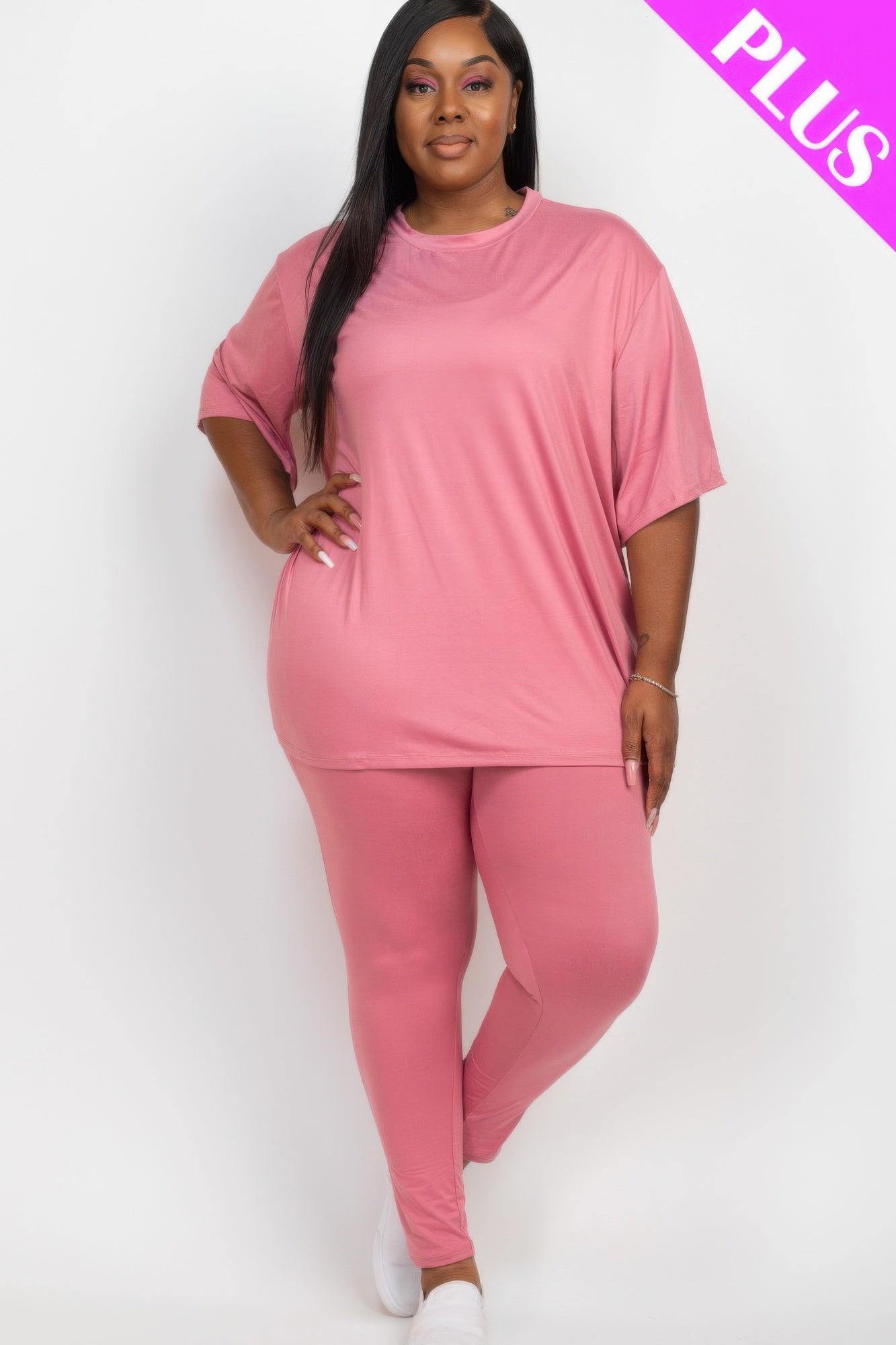 Plus Size Oversized T-shirt & Leggings Set | Mixtshop LLC