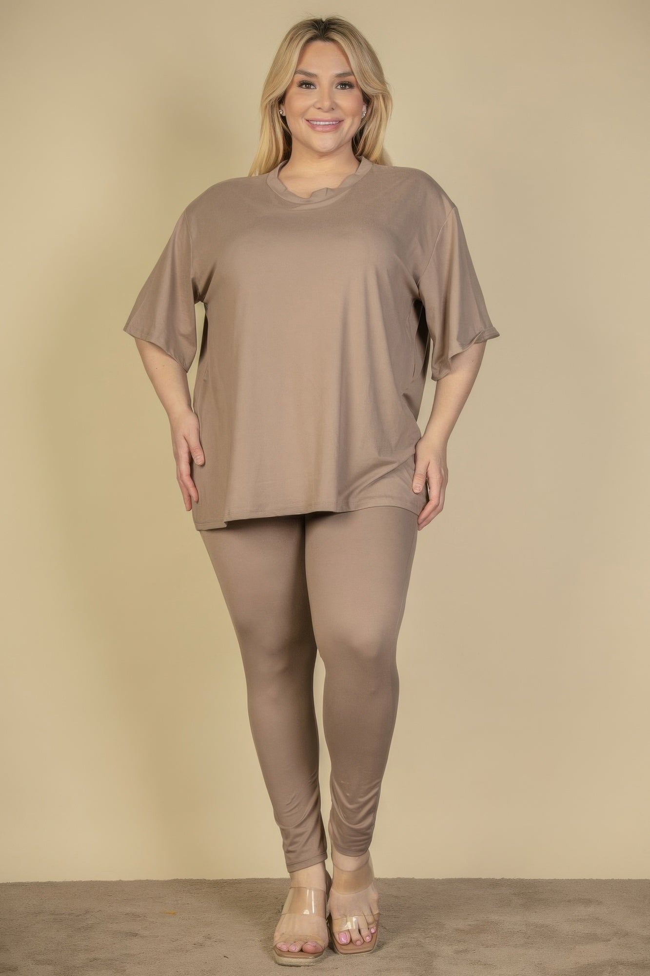 Plus Size Oversized T-shirt & Leggings Set | Mixtshop LLC