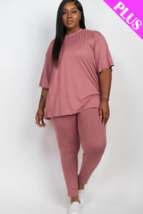Plus Size Oversized T-shirt & Leggings Set | Mixtshop LLC