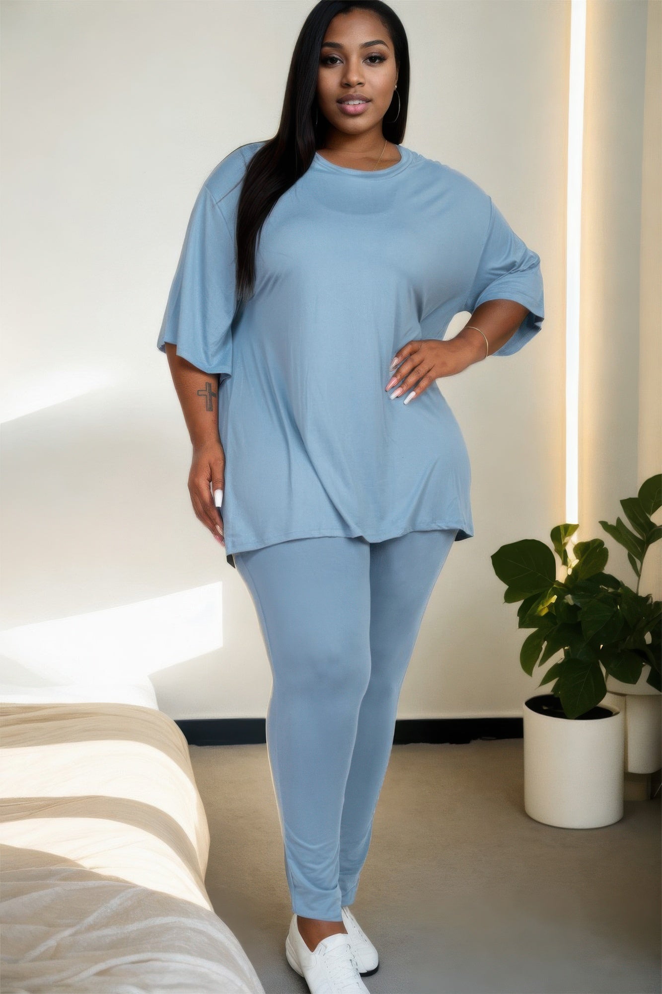 Plus Size Oversized T-shirt & Leggings Set | Mixtshop LLC