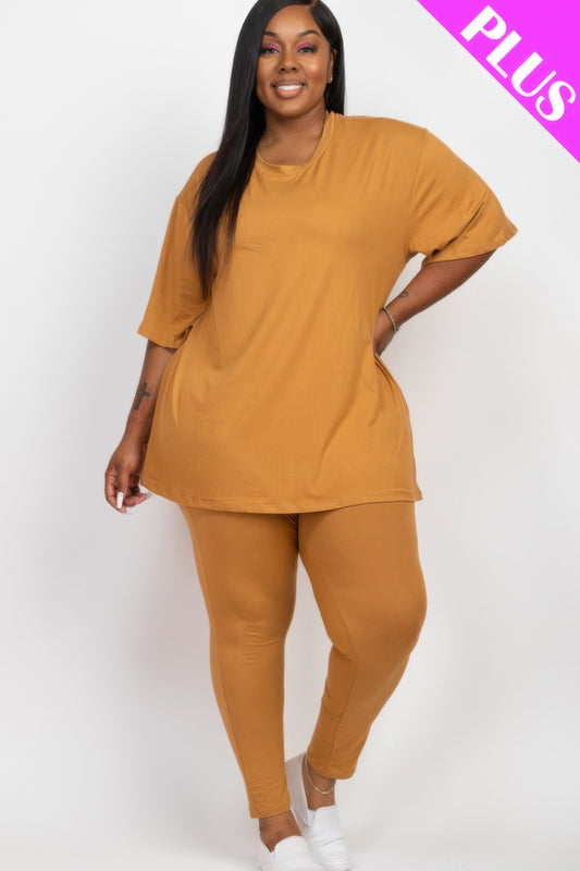 Plus Size Oversized T-shirt & Leggings Set | Mixtshop LLC