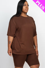 Plus Size Loose Fit Top & Biker Shorts Set | Mixtshop LLC