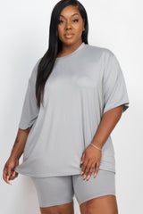 Plus Size Loose Fit Top & Biker Shorts Set | Mixtshop LLC