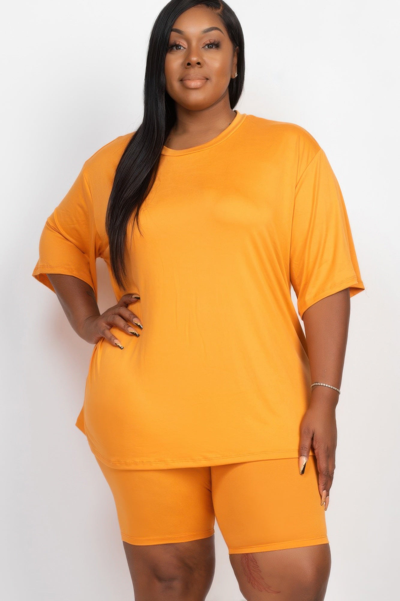 Plus Size Loose Fit Top & Biker Shorts Set | Mixtshop LLC