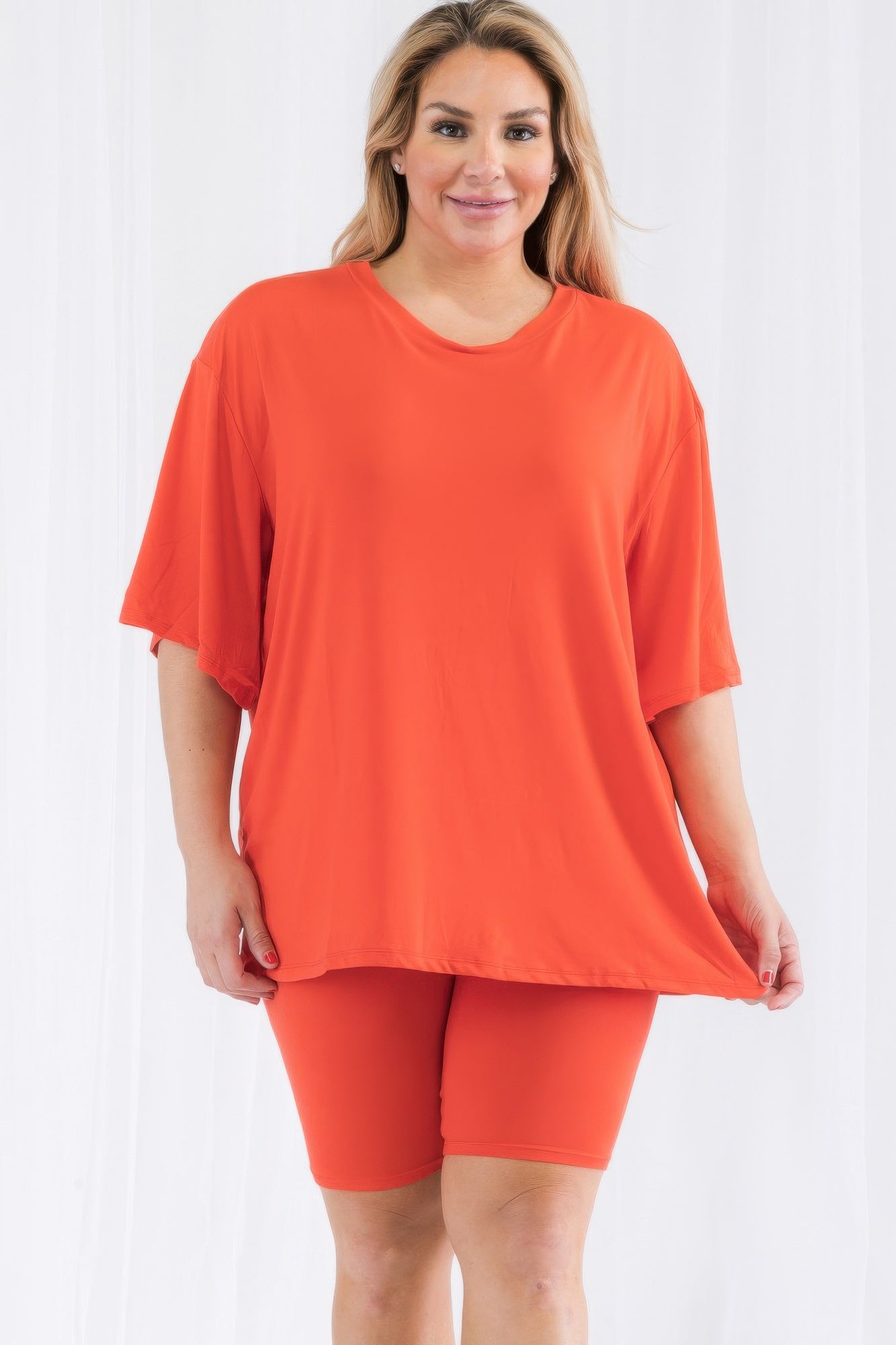 Plus Size Loose Fit Top & Biker Shorts Set | Mixtshop LLC