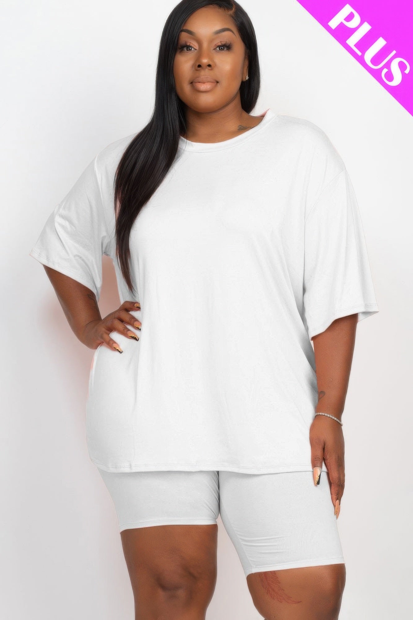 Plus Size Loose Fit Top & Biker Shorts Set | Mixtshop LLC