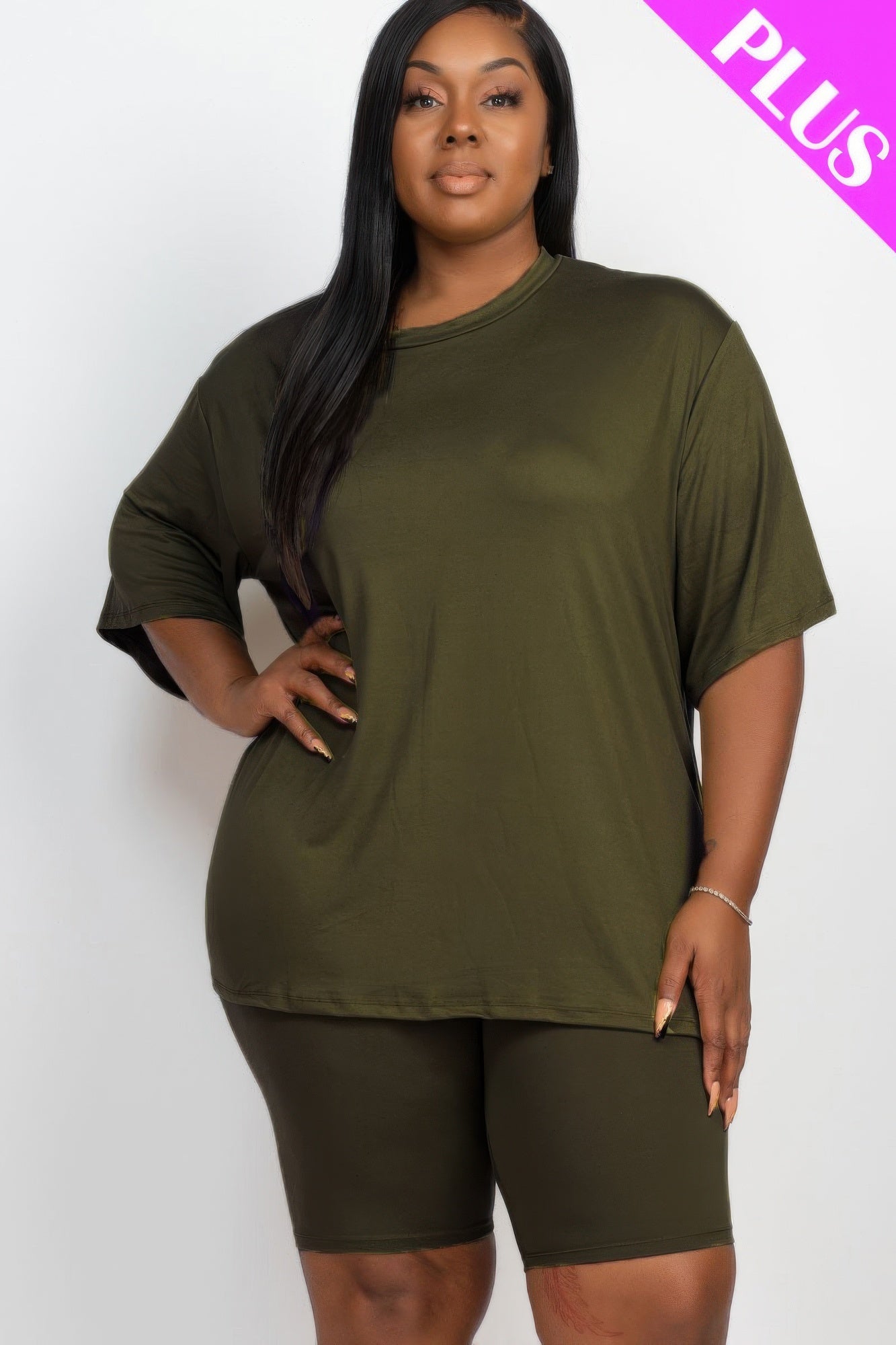 Plus Size Loose Fit Top & Biker Shorts Set | Mixtshop LLC