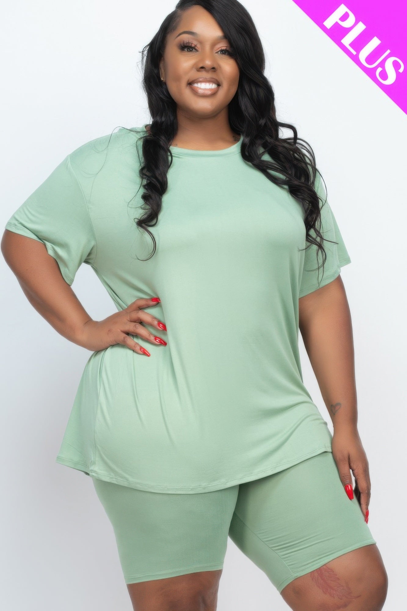 Plus Size Loose Fit Top & Biker Shorts Set | Mixtshop LLC