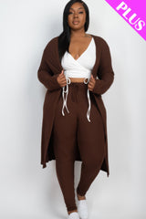 Plus Size Ribbed Long Cardigan & Leggings Set | Mixtshop LLC