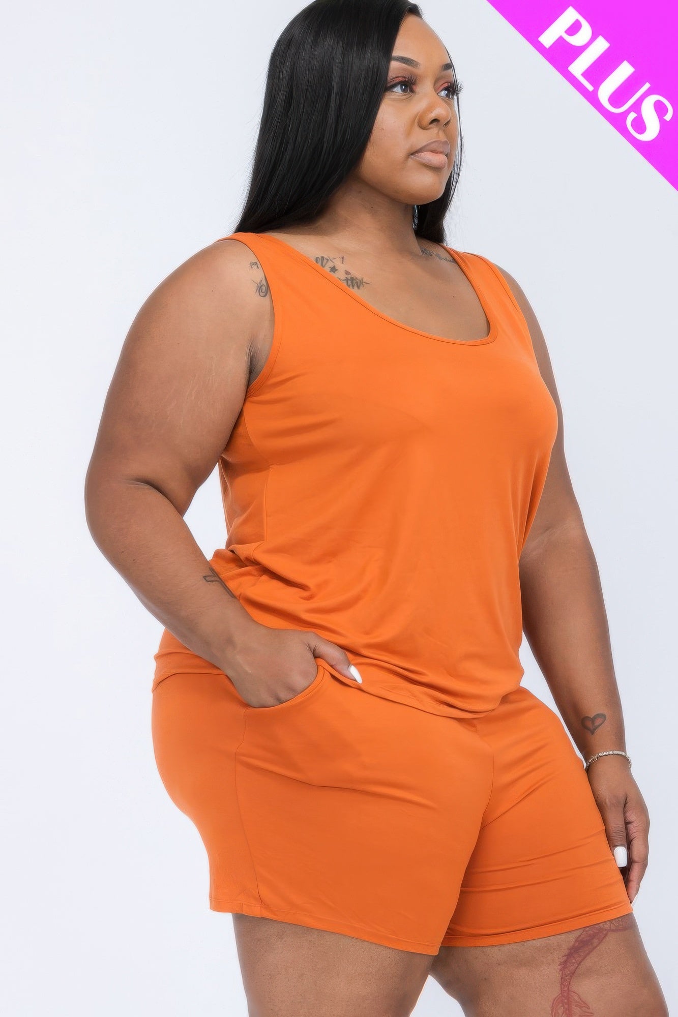 Plus Comfy Tank Top & Shorts Set | Mixtshop LLC