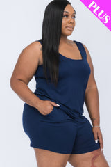 Plus Comfy Tank Top & Shorts Set | Mixtshop LLC