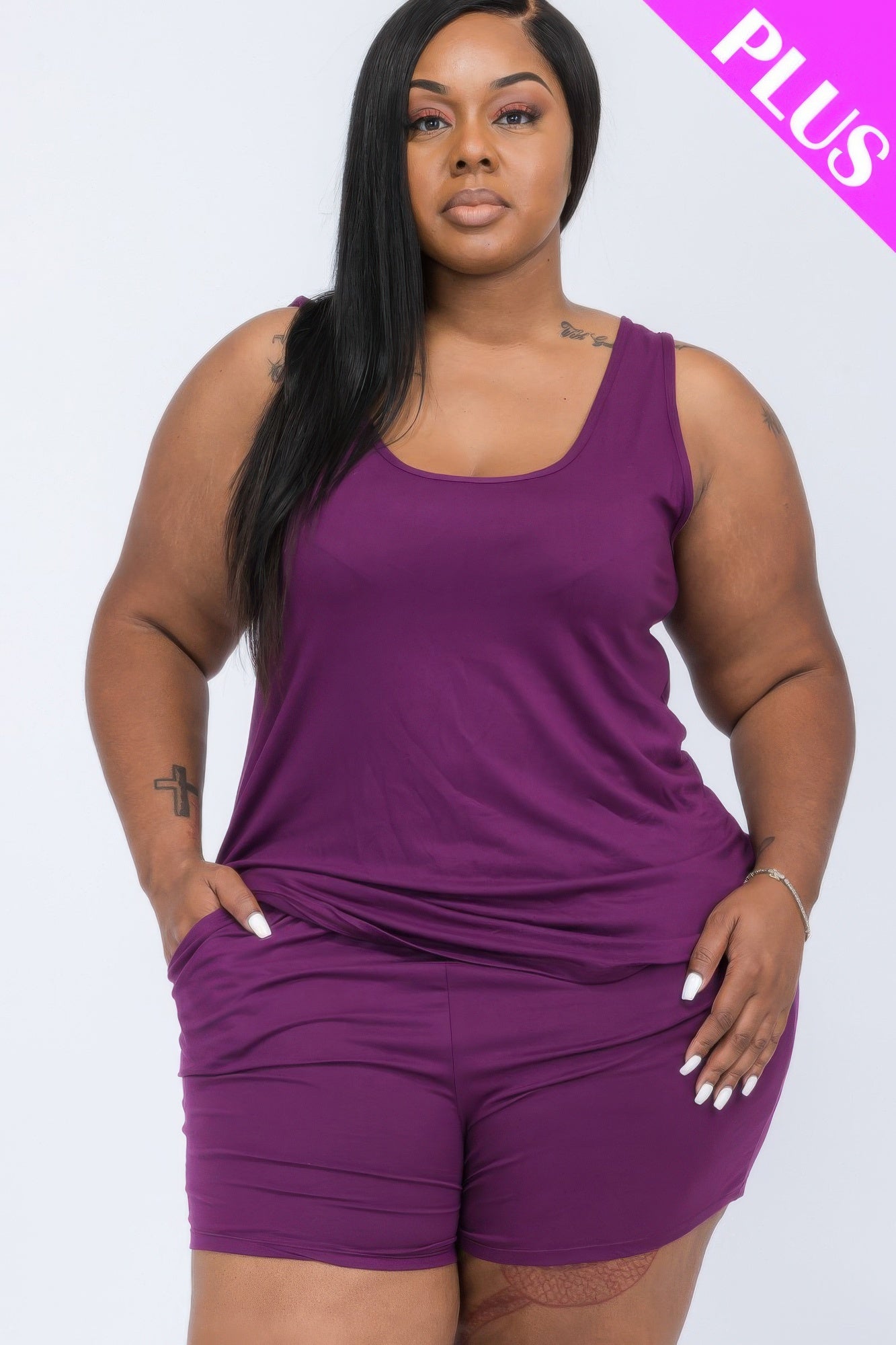 Plus Comfy Tank Top & Shorts Set | Mixtshop LLC