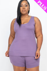 Plus Comfy Tank Top & Shorts Set | Mixtshop LLC