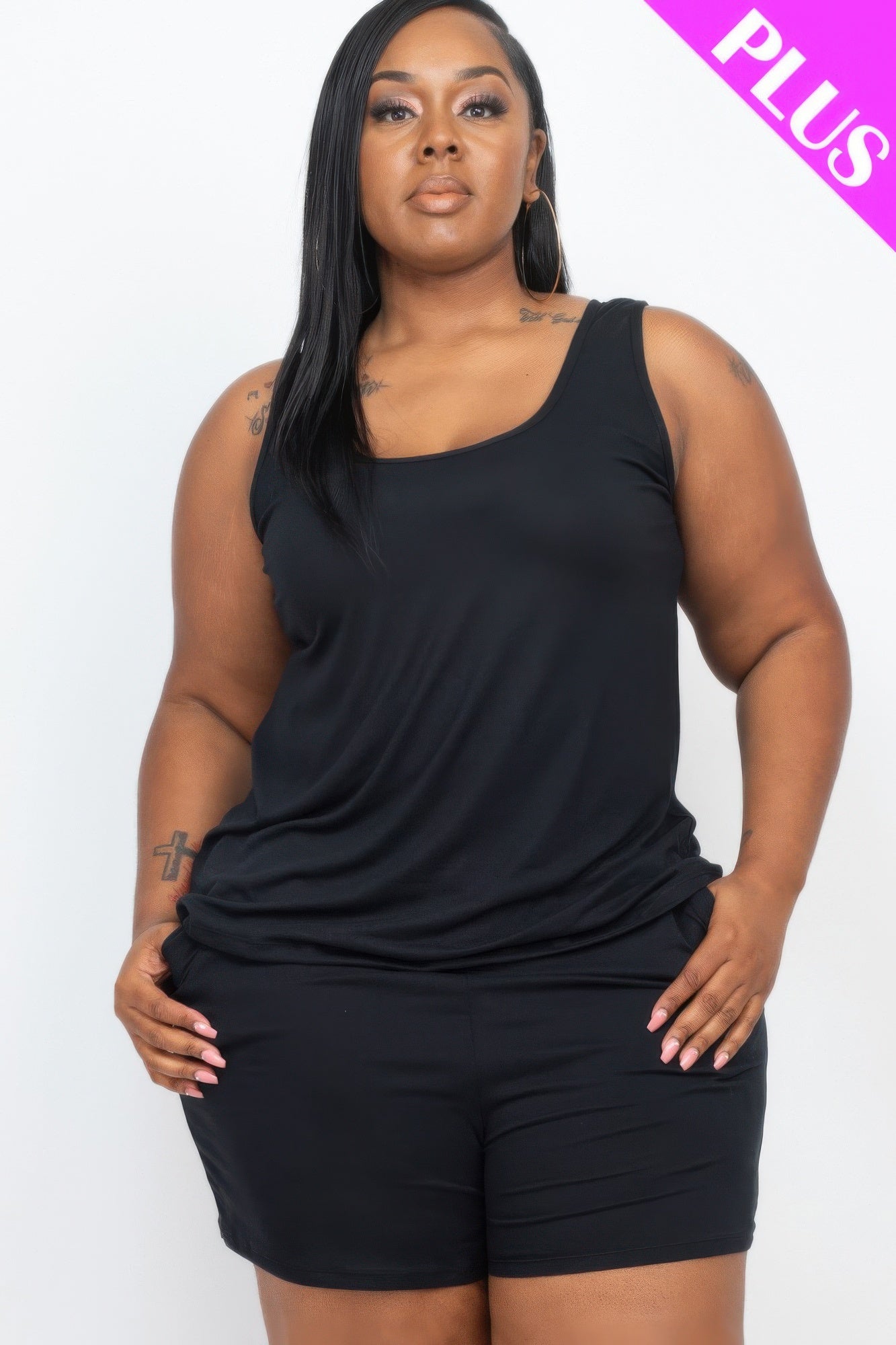 Plus Comfy Tank Top & Shorts Set | Mixtshop LLC