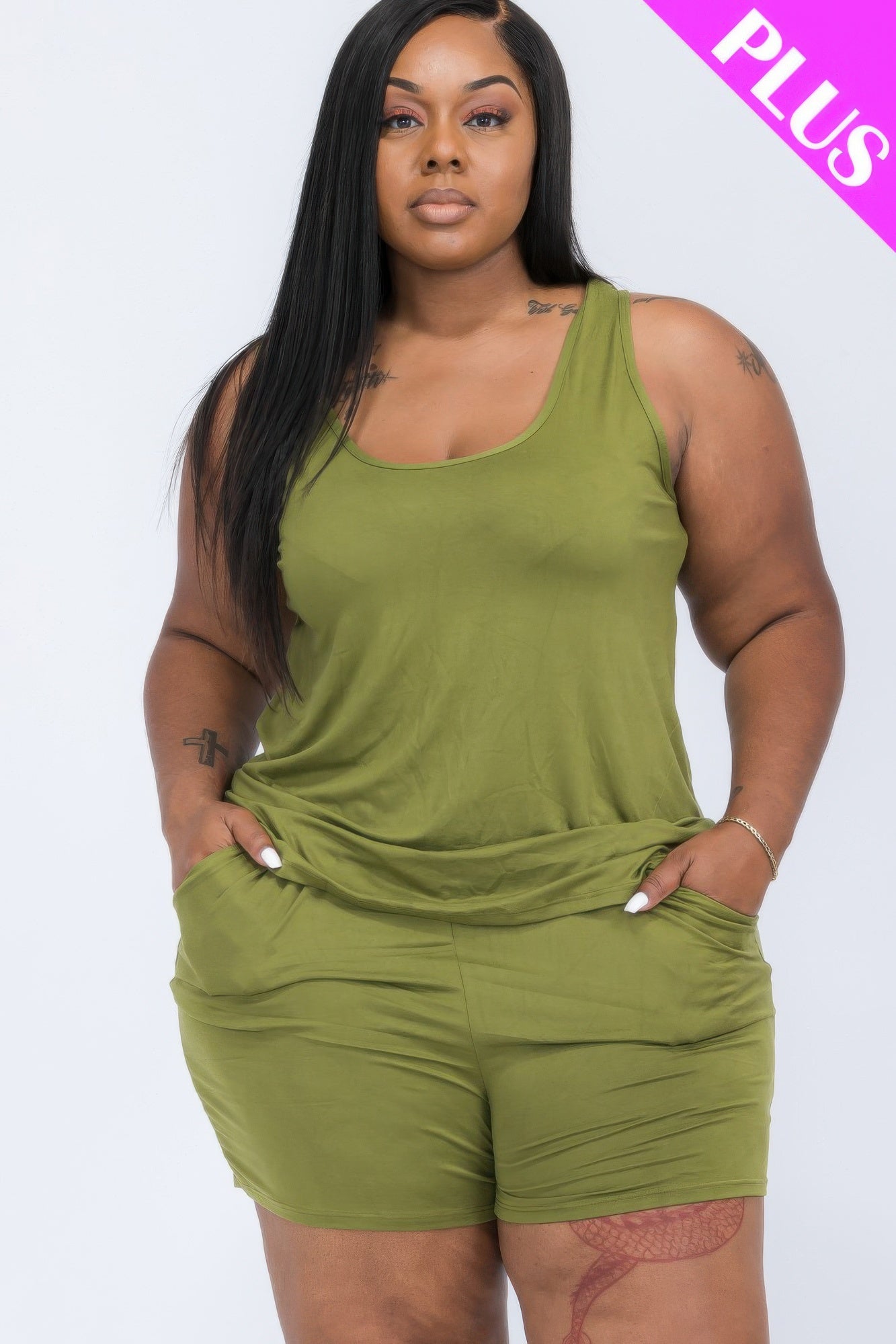 Plus Comfy Tank Top & Shorts Set | Mixtshop LLC