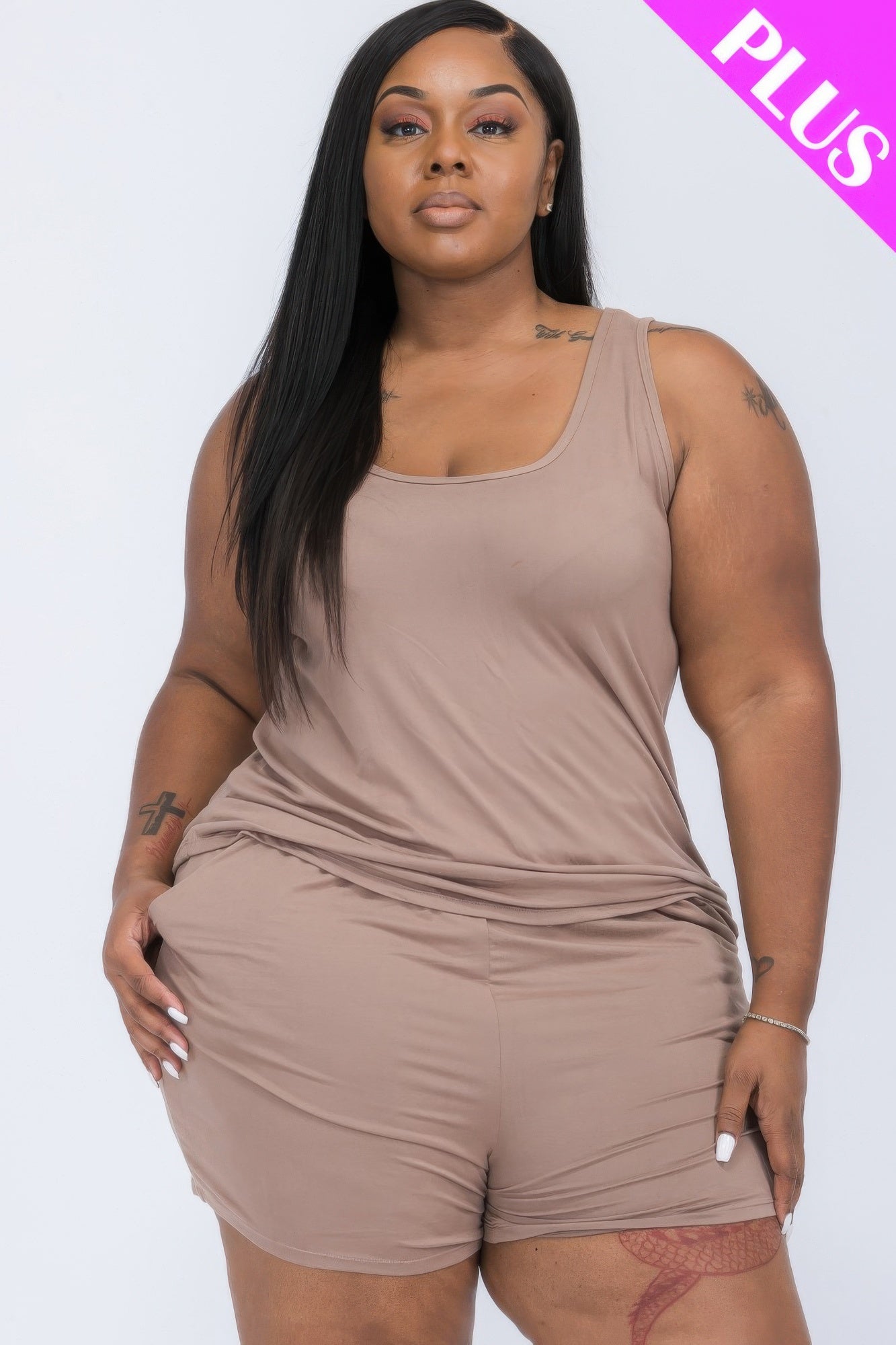 Plus Comfy Tank Top & Shorts Set | Mixtshop LLC