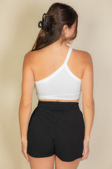 One Shoulder Ribbed Cropped Top | Mixtshop LLC