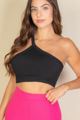 One Shoulder Ribbed Cropped Top | Mixtshop LLC