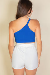 One Shoulder Ribbed Cropped Top | Mixtshop LLC