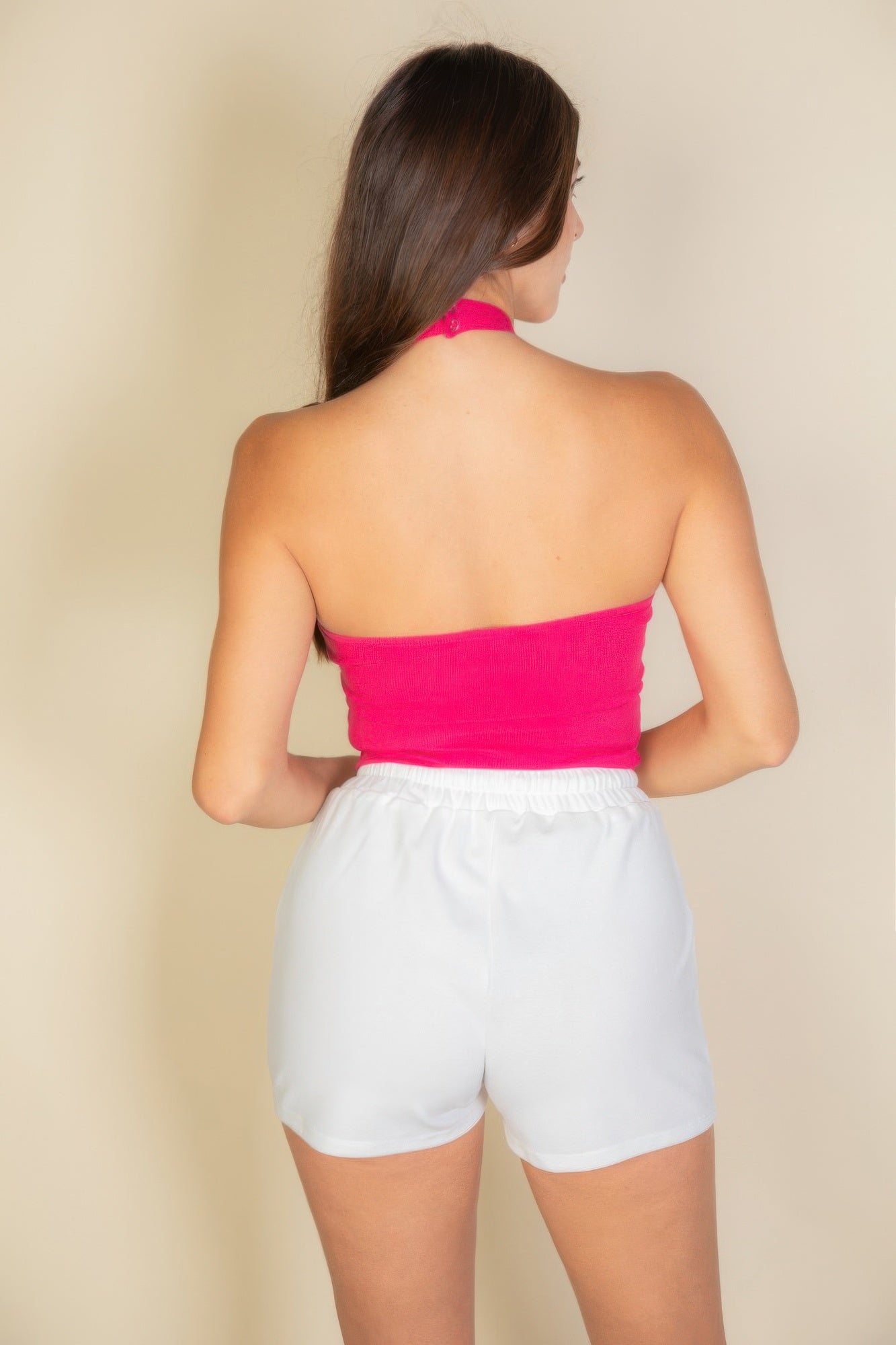 Ribbed Halter Neck Backless Top | Mixtshop LLC