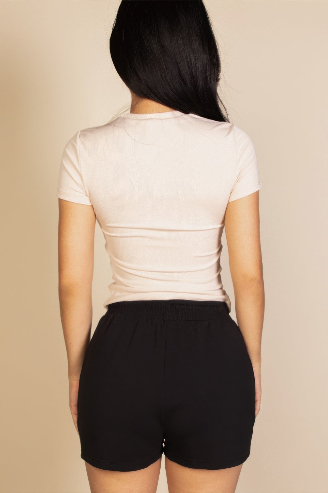 Ribbed Round Neck Short Sleeve Top | Mixtshop LLC