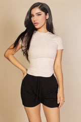 Ribbed Round Neck Short Sleeve Top | Mixtshop LLC