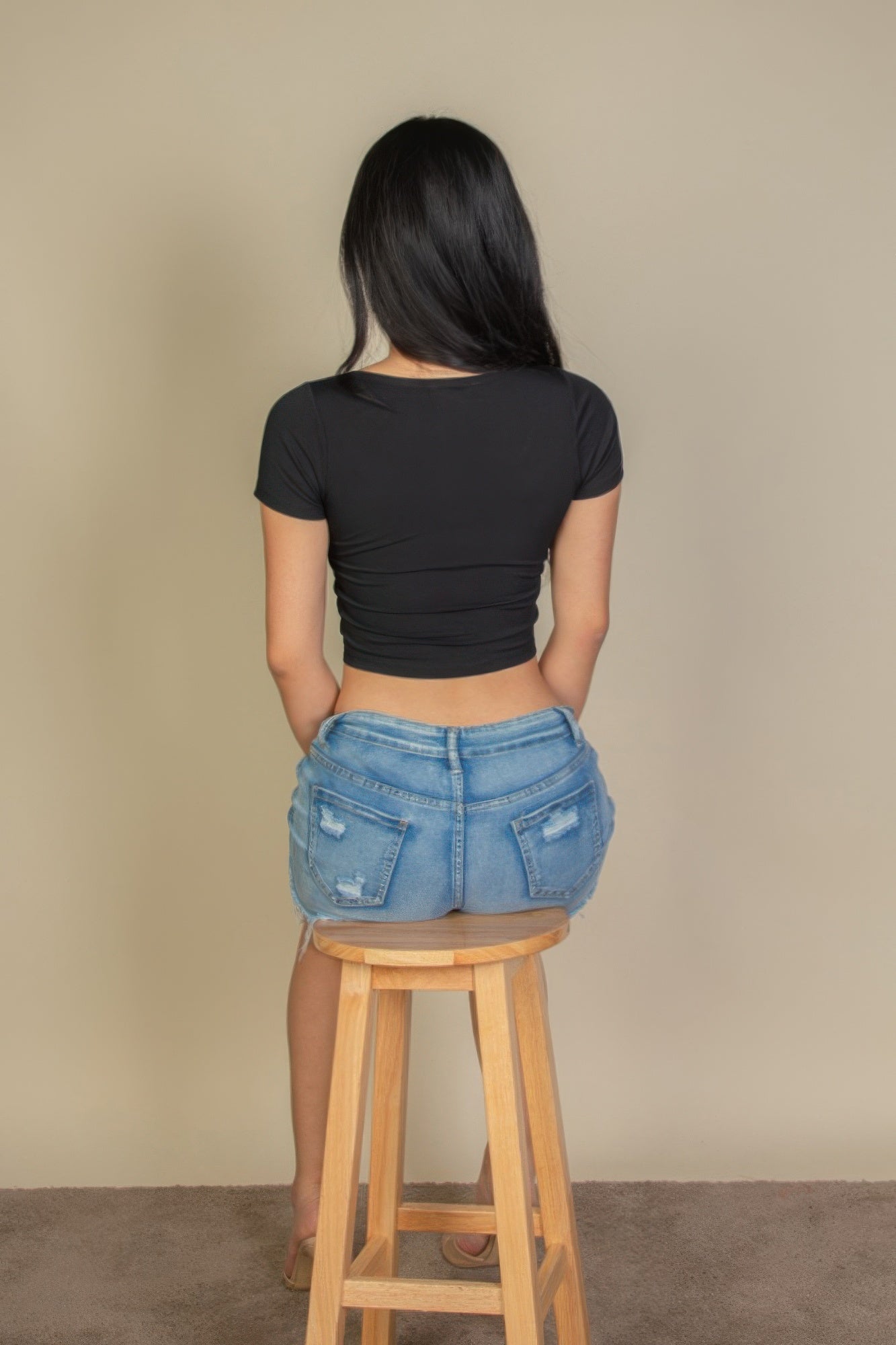 Tight Knitted Square Neck Short Sleeve T Shirt | Mixtshop LLC