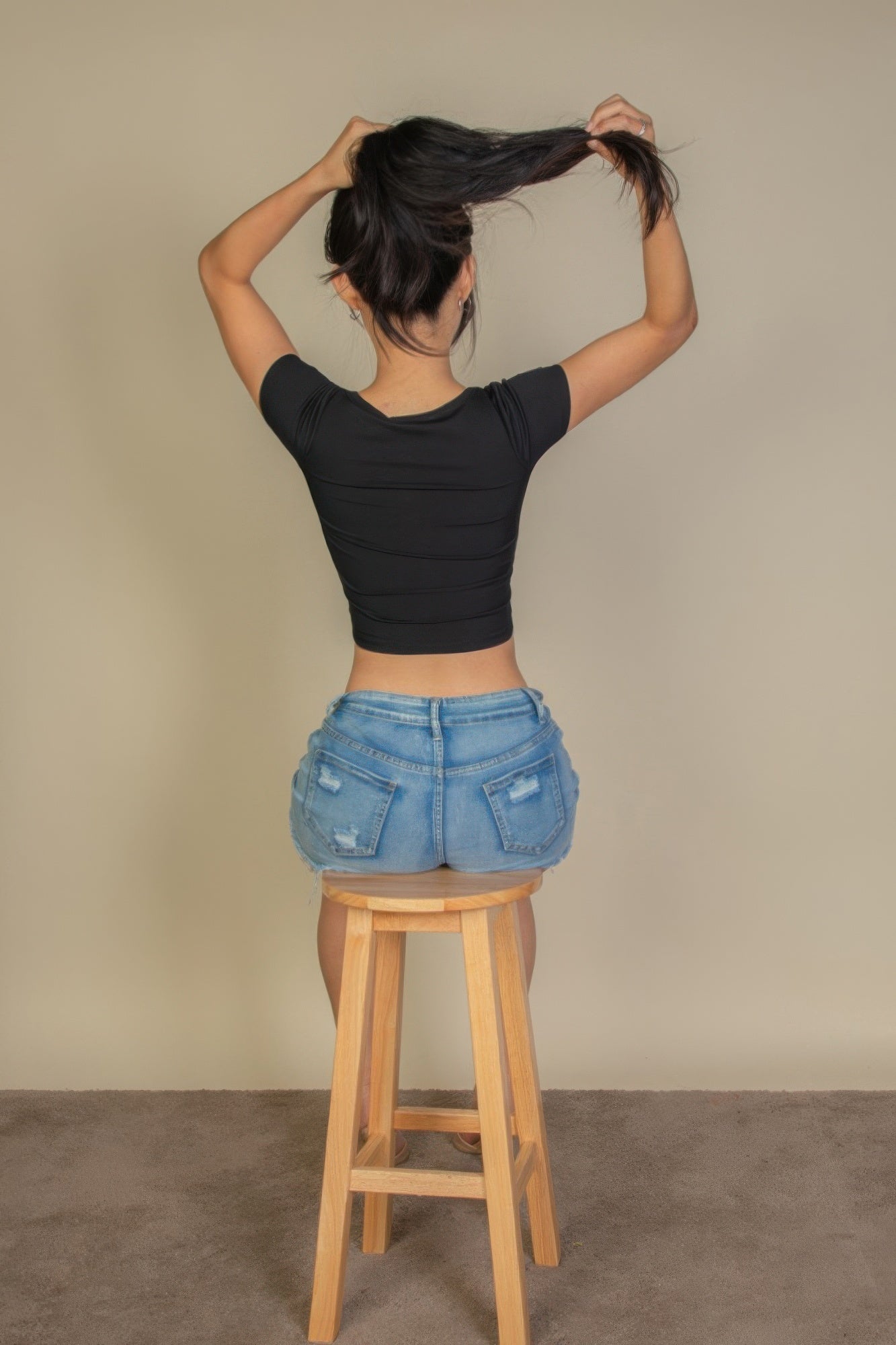 Tight Knitted Square Neck Short Sleeve T Shirt | Mixtshop LLC