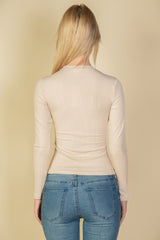 Ribbed Round Neck Long Sleeve Top | Mixtshop LLC