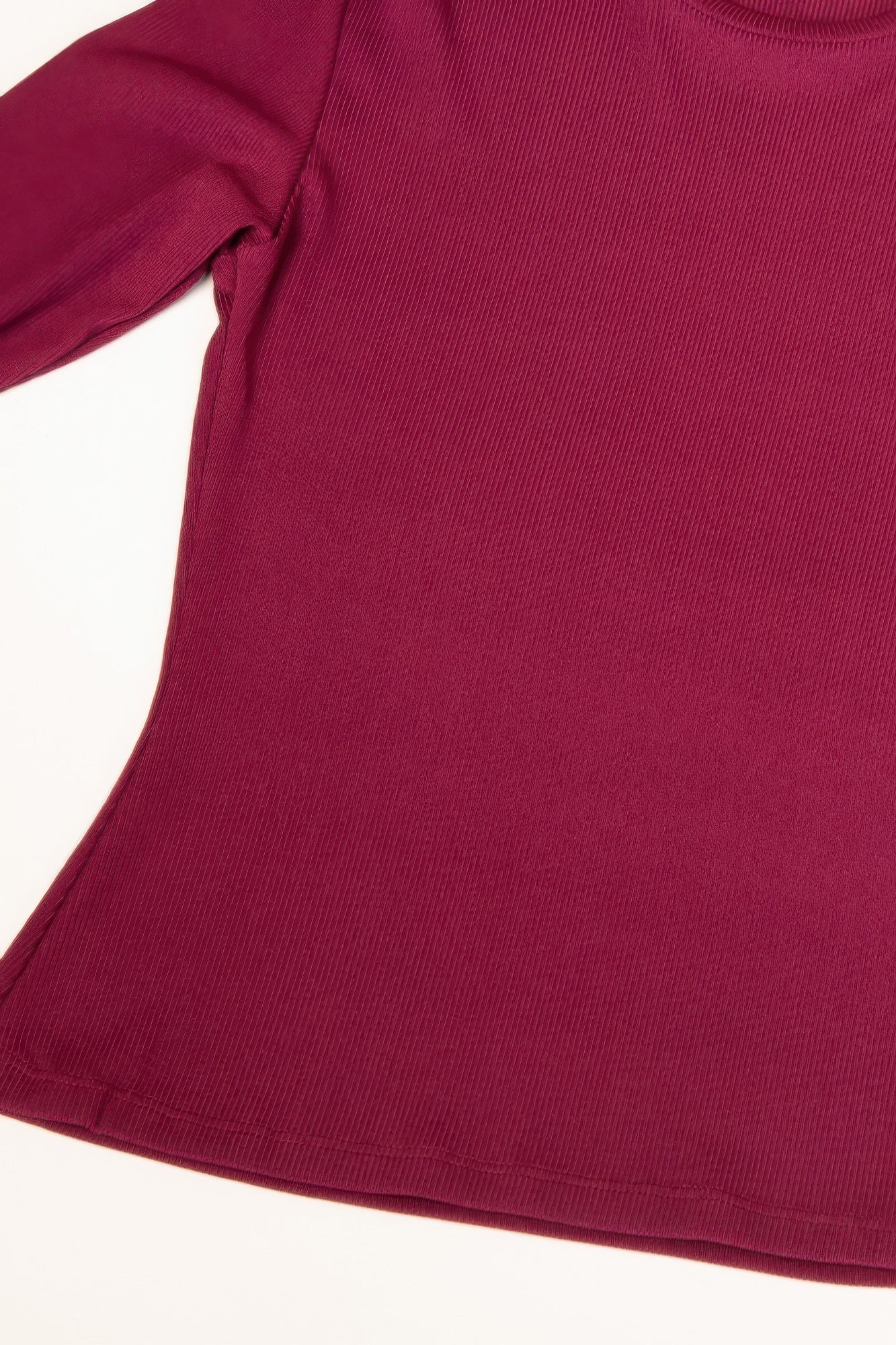 Ribbed Round Neck Long Sleeve Top | Mixtshop LLC