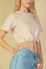 French Terry Toggle Drawstring Crop Top | Mixtshop LLC