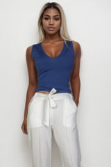 Ribbed V-neck Sleeveless Top | Mixtshop LLC