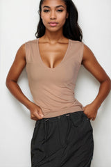 Ribbed V-neck Sleeveless Top | Mixtshop LLC
