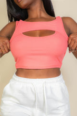 Ribbed Cut Out Front Crop Top | Mixtshop LLC