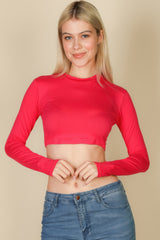 Crew Neck Long Sleeve Cropped Top | Mixtshop LLC