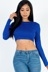 Crew Neck Long Sleeve Cropped Top | Mixtshop LLC
