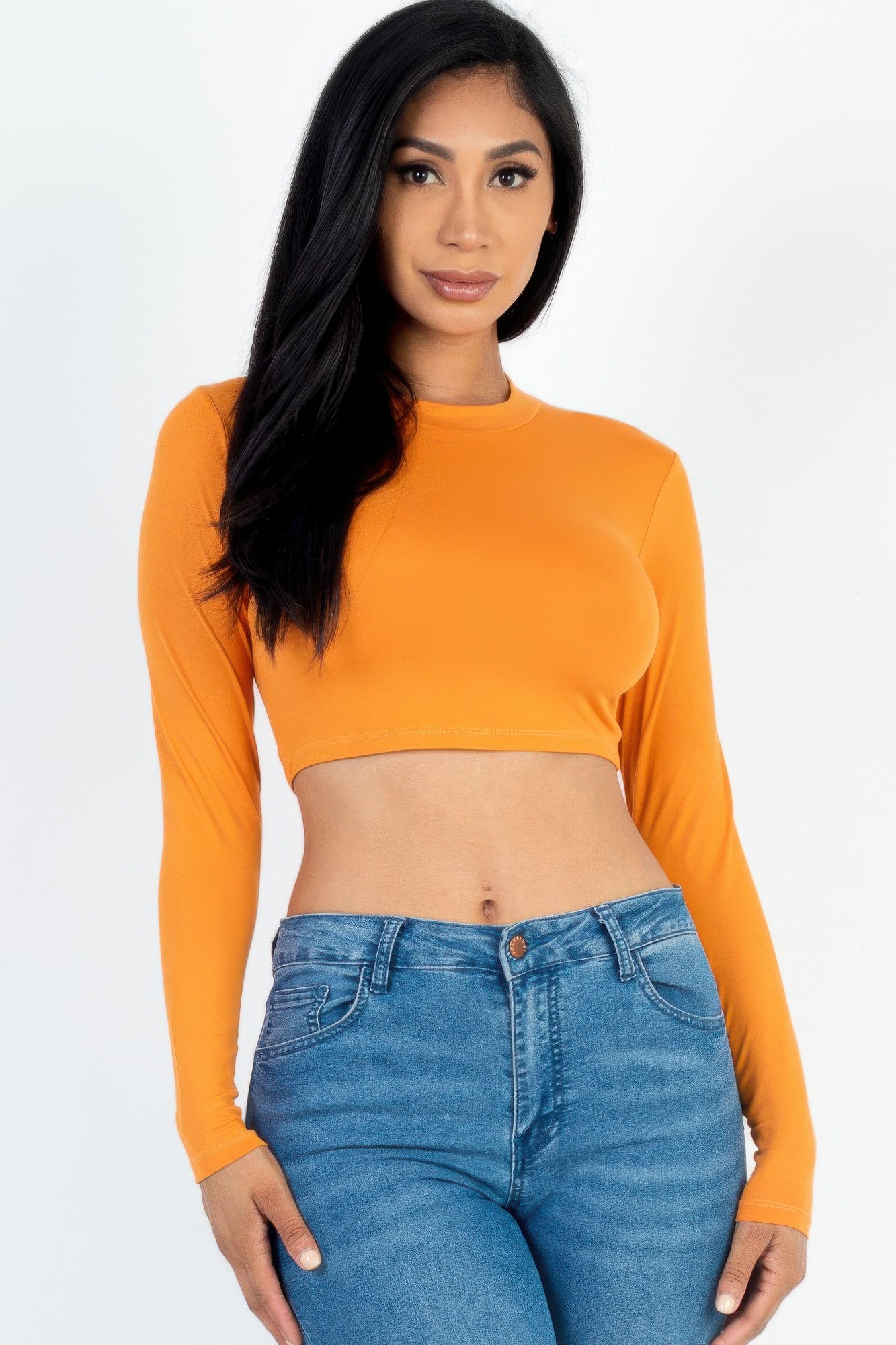 Crew Neck Long Sleeve Cropped Top | Mixtshop LLC