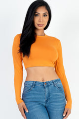 Crew Neck Long Sleeve Cropped Top | Mixtshop LLC
