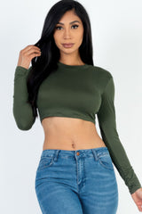 Crew Neck Long Sleeve Cropped Top | Mixtshop LLC