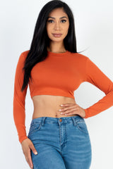 Crew Neck Long Sleeve Cropped Top | Mixtshop LLC