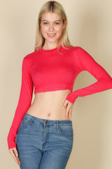 Crew Neck Long Sleeve Cropped Top | Mixtshop LLC