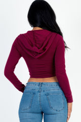 French Terry Crop Zip Up Hoodie | Mixtshop LLC
