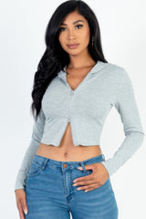 French Terry Crop Zip Up Hoodie | Mixtshop LLC